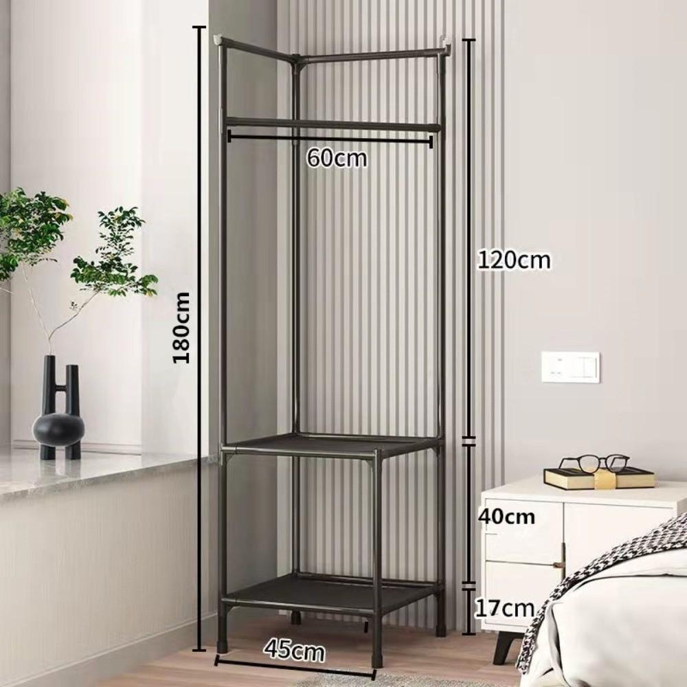 Sturdy Multi-Layer Corner Clothes Rack Anti-toppling Metal Clothes Organization Rack Hanging Rod Floor Standing Shelf Household