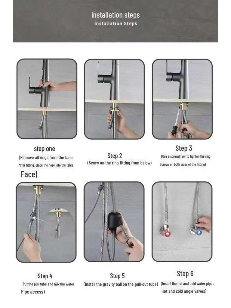 Dual Temperature Stainless Steel Pull-Out Kitchen Faucet with Retractable, Rotatable Spout