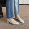 French Thick Heel Silver Single Shoes Women's Spring and Autumn Mid-heel 2025 New Fairy Evening Breeze with Skirt Mary Jane High Heels