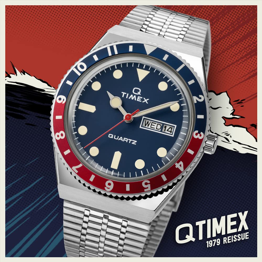 TIMEX Men's Q Watch, Blue and Red, TW2T80700 [Parallel Import]