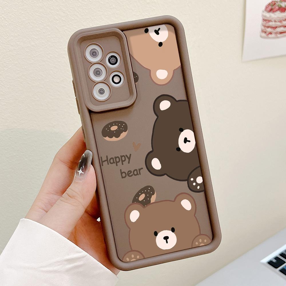 Cute Bear Soft Silicone Case For Samsung A54 5G A53 A55 A52 A34 A35 A51 A32 A25 A24 A23 A13 A14 A12 S23 Ultra S21 S20 FE Cover