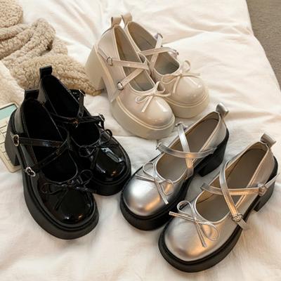Кожаные туфли Мэри Джейн на толстой подошве для женщин, французский стиль, толстый каблук, женская модная обувь, весна и осень, обувь высокого класса