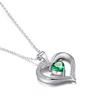 Huitan Green Heart Cubic Zirconia Love Necklace for Women Wedding Anniversary Party Elegant Female Necklaces Statement Jewelry