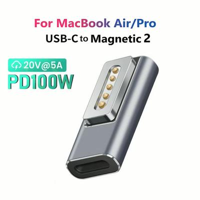 Магнитный PD-адаптер USB Type-C для Magsafe 1 2 MacBook Air Pro LED-индикатор 100 Вт Быстрая зарядка Магнитный штекер-адаптер