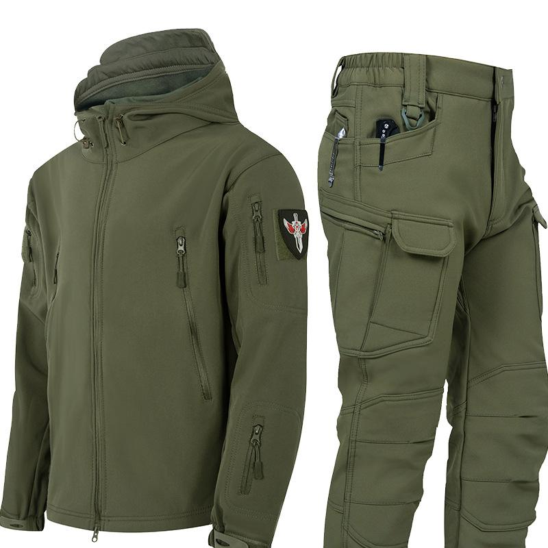 Тактический камуфляжный плащ Shark Skin, водонепроницаемый теплый костюм Soft Shell, куртка и брюки для мужчин и женщин из спецназа