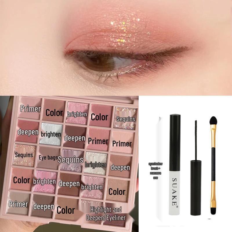 Палетка матовых теней для век 25 цветов в земляных и розовых тонах для начинающих - MGL макияж, подходящий для студентов