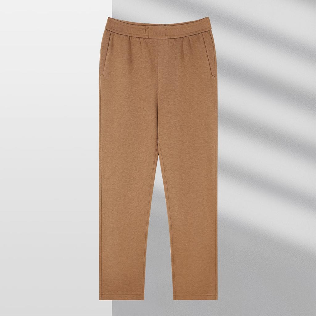 [Flat knitting] Autumn knitted casual pants with wool and vinegar fiber, men's elastic waistband, brushed inside, warm pants