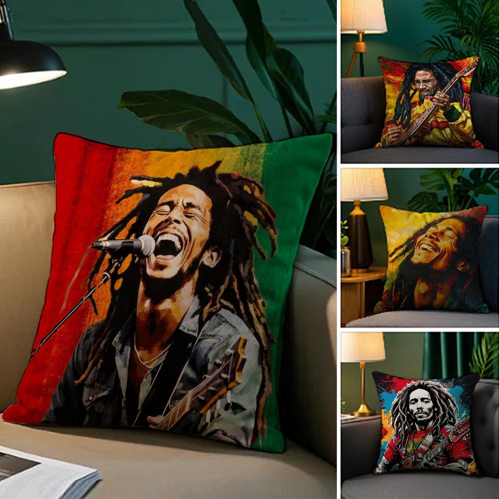 Регги Рок Боб Марли Наволочка Плюшевая Ткань Мягкая Наволочка Двусторонняя Печать Чехол для Подушки Дивана Декоративный