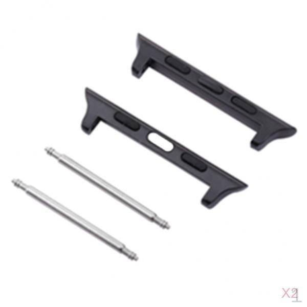 2 Pairs Watch Band Adapter For 4 Strap Connector Black