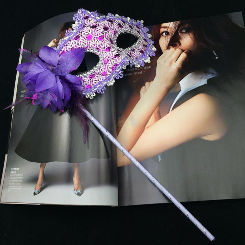 With Holding Stick Handheld Masquerade Masks Translucent Half Face Mask for Women