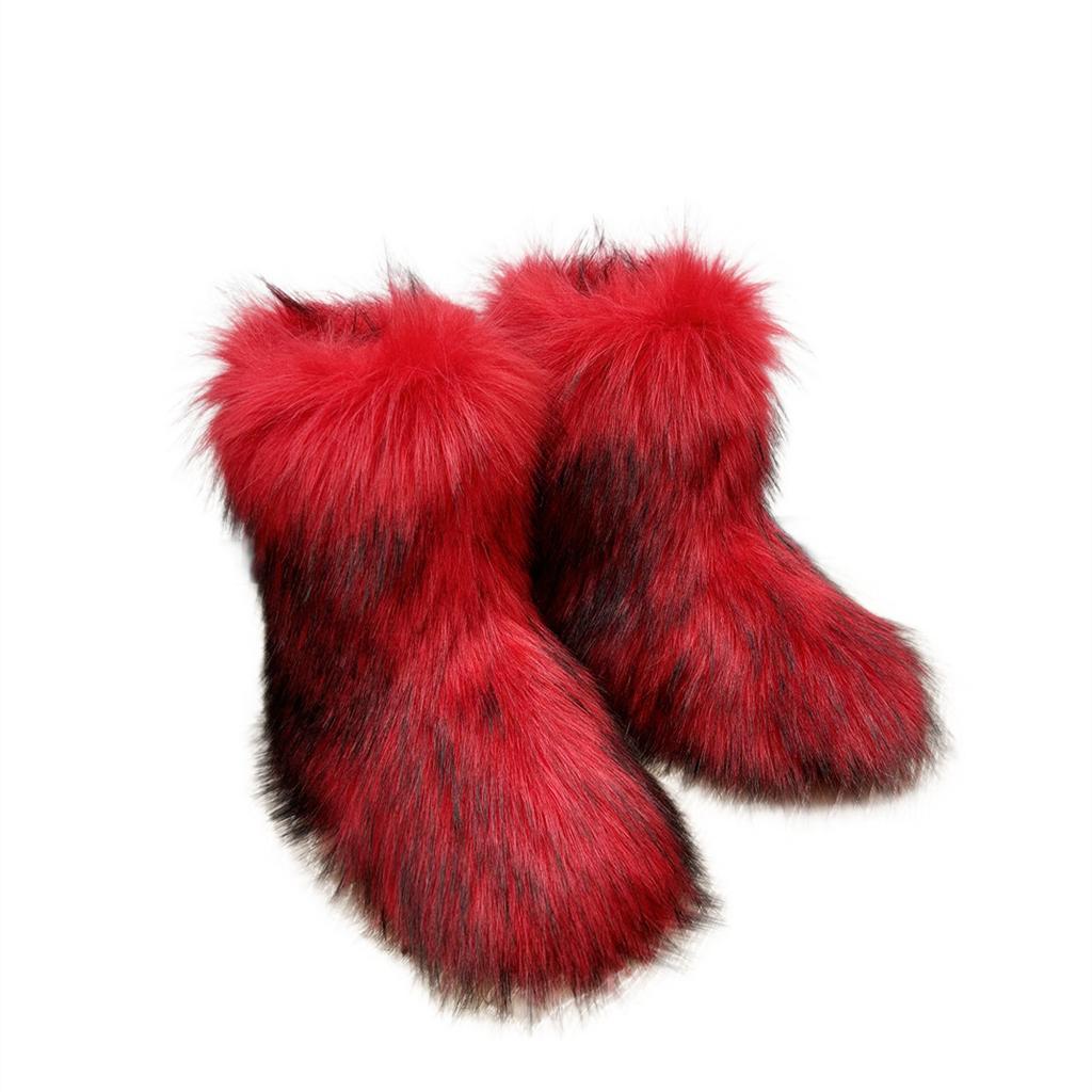 Imitation Raccoon Fur Plush Snow Boots Bag Head Warm Fluffy Fluffy Hot Girl