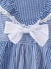 Kids Girls Sleeveless Gingham Stripe Dress 2Pcs Set, Lace Ruffle Dress With Bow + Matching Headband