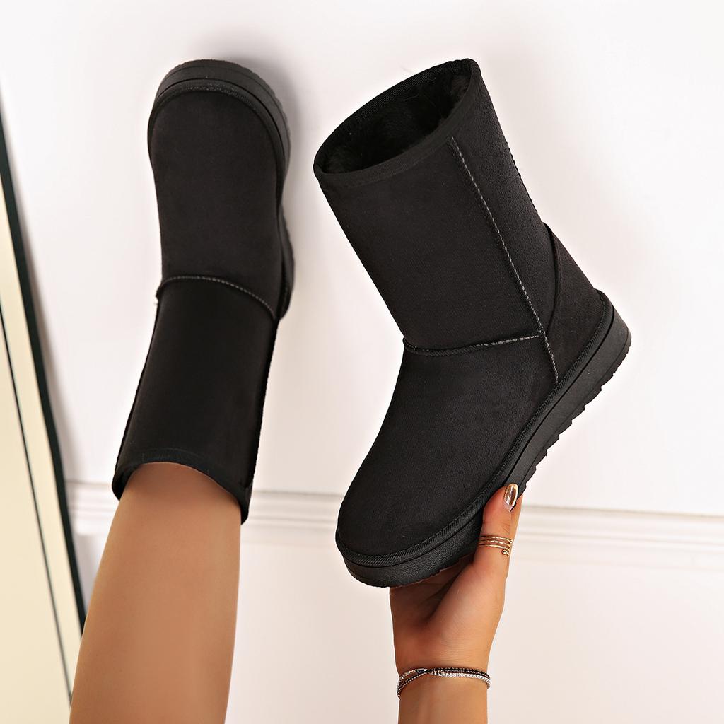 Fashion  Mid Calf Snow Boots Women Waterproof Warm Platform Boots Large Size 44 Winter Slip On Flat Casual Woman Booties New
