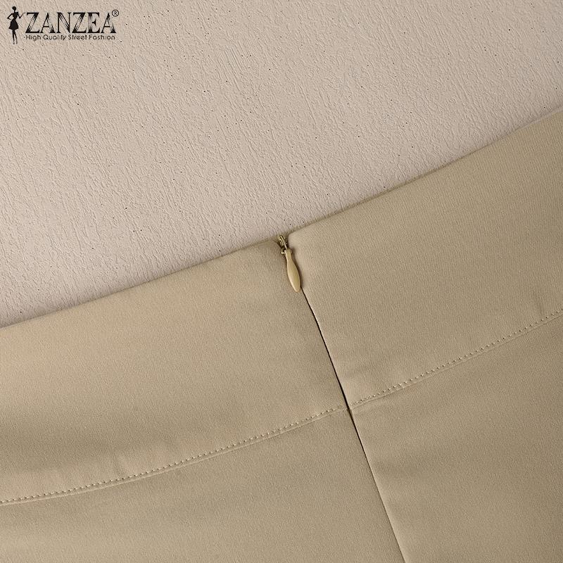 ZANZEA Женские повседневные летние миди-юбки однотонной расцветки