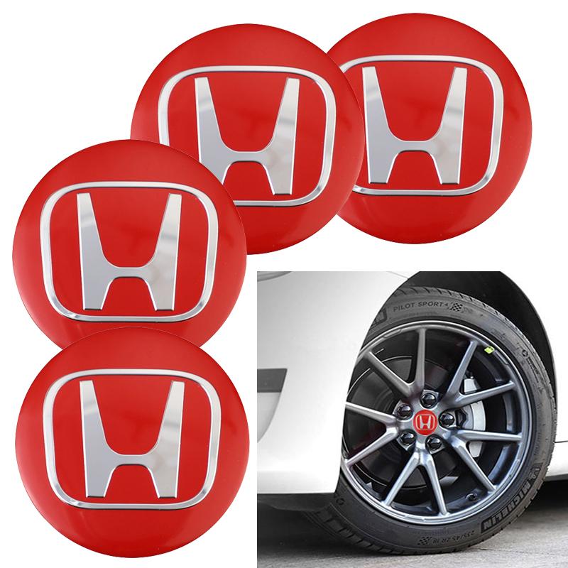 MPC4 4Pcs Car Accessories Wheel Hub Center Metal Decals Sticker For Honda Civic Fit Jazz Accord Pilot CRV Odyssey Passport City HRV