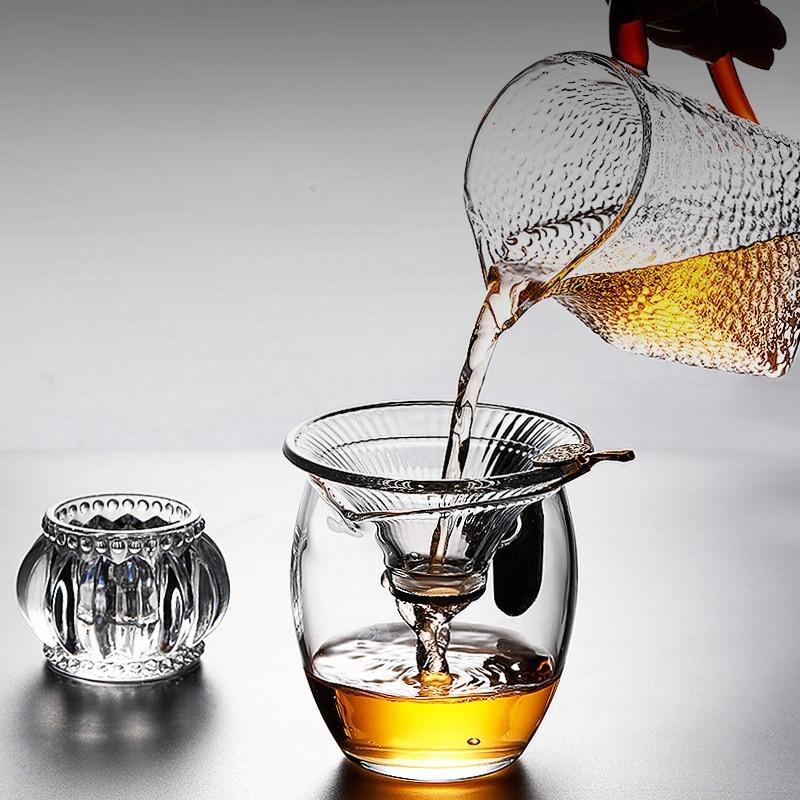 Thickened glass tea cup tea set accessories tea filter creative tea water separation transparent and heat-resistant tea filter