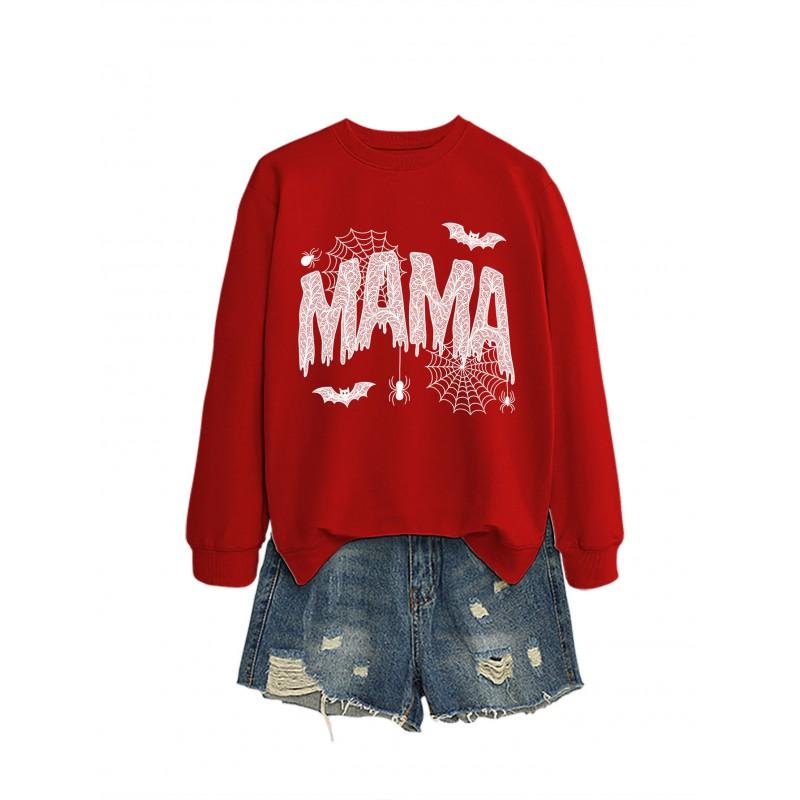 Womens Loose Fit Long Sleeve Cotton Hoodie With Lace Spider Print Fall Winter Casual Fashion Top