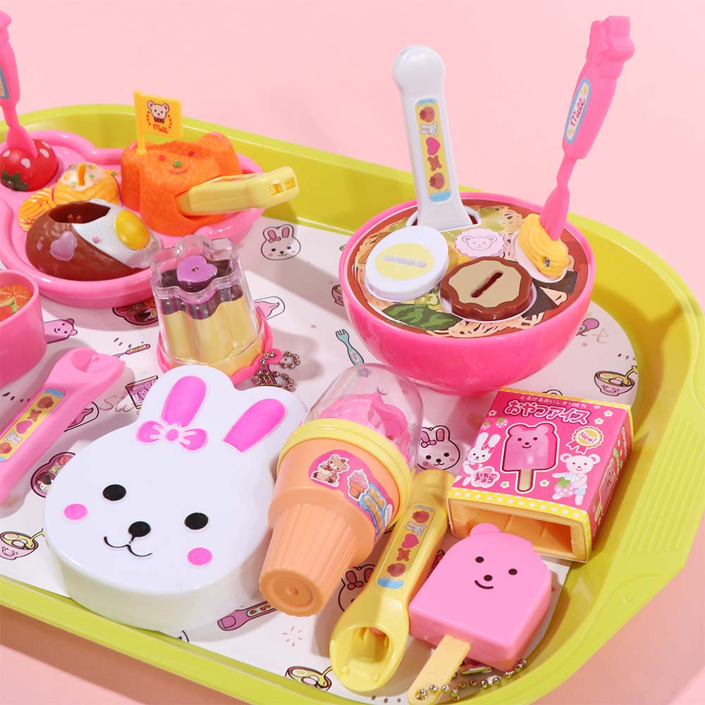6Pcs/Set Little Bearshape Pudding Feeding Set Pretend Play Simulation Model Lunch Box Pudding Early Education Kawaii Play House