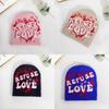 Letter Embellished Knit Cap With Love Text Unisex For Fall Season