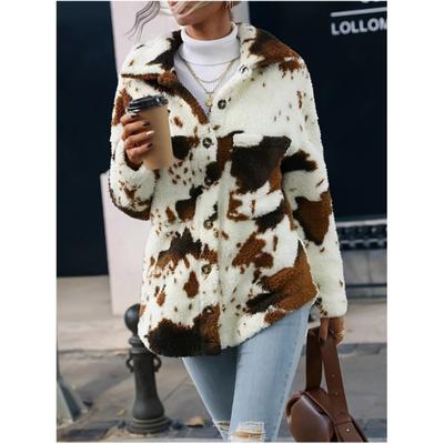 Женская куртка с плюшевым узором и длинным рукавом, повседневная верхняя одежда на весну и осень