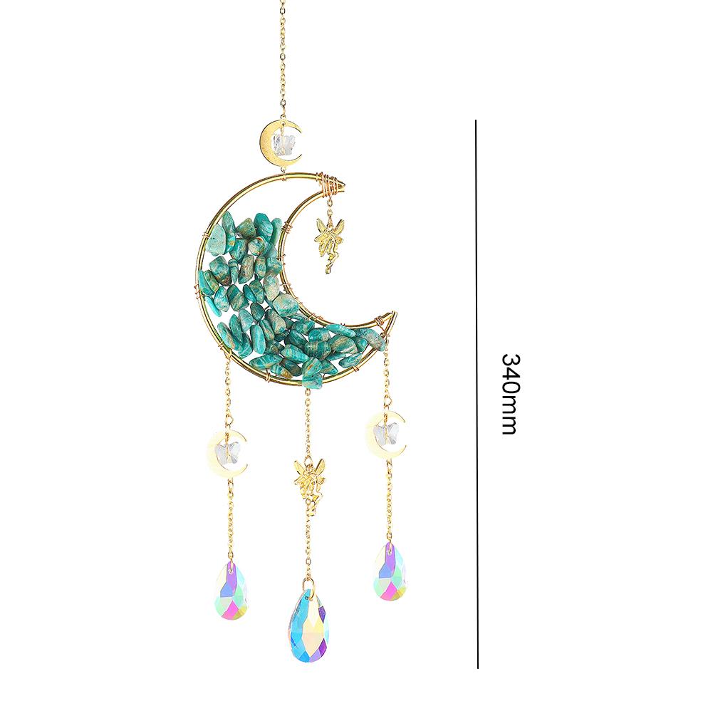 Metal Moon Crystal Frame Pendant Hangable Window Accessories for Balcony