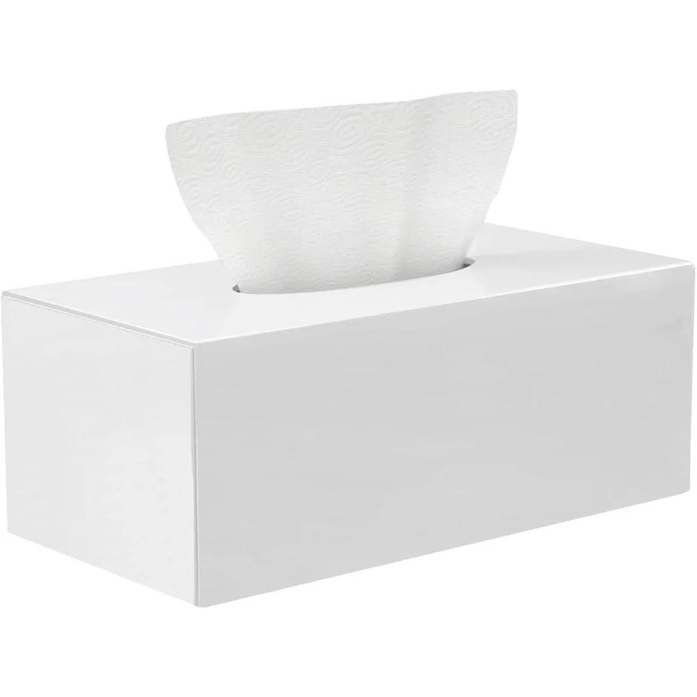 Акриловые чехлы для коробок с салфетками с магнитным основанием, органайзеры для сушилок и масок для ванной комнаты, офиса, автомобиля - белые прямоугольные