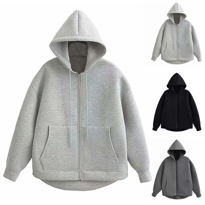 Зимняя ретро-толстовка с застежкой-молнией, модное уличное пальто с длинными рукавами, женское пальто