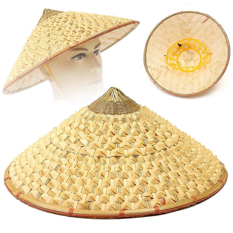 Peigu Oriental Vietnamese Chinese Asian Straw Cone Shaped Fishing Sun Rice Bamboo Hat