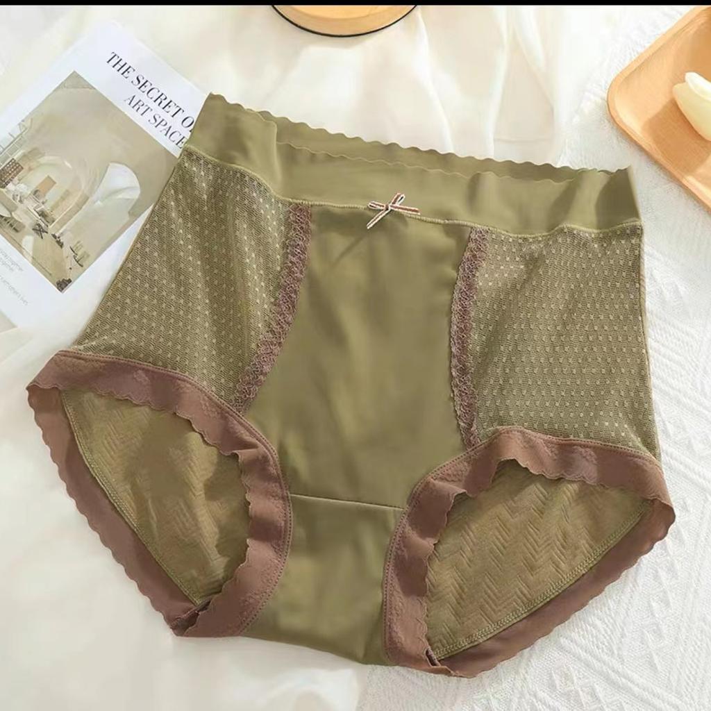 Women's Cotton Briefs Panties High Waist Sexy Lace Bowknot Panties Underwear Lingerie