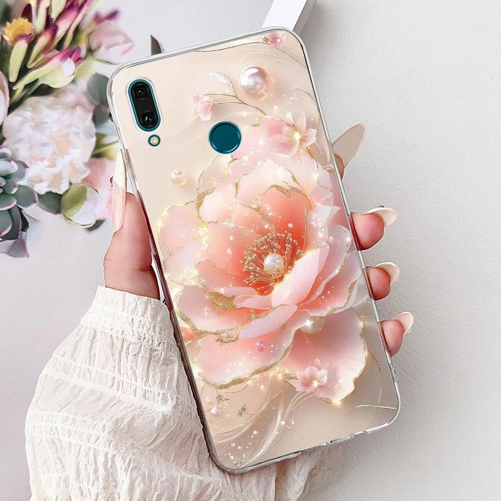 Clear For Huawei Y9 2019 Case Cover Cute Fashion Flowers Funny Cool Painted Soft Phone Case For Huawei JKM-LX1 JKM-LX2 JKM-LX3