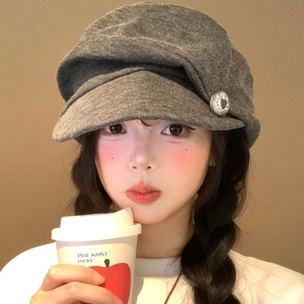 Big Head Circumference Pleated Octagonal Hat British Style Eequestrian Hat Painter Hat Travel