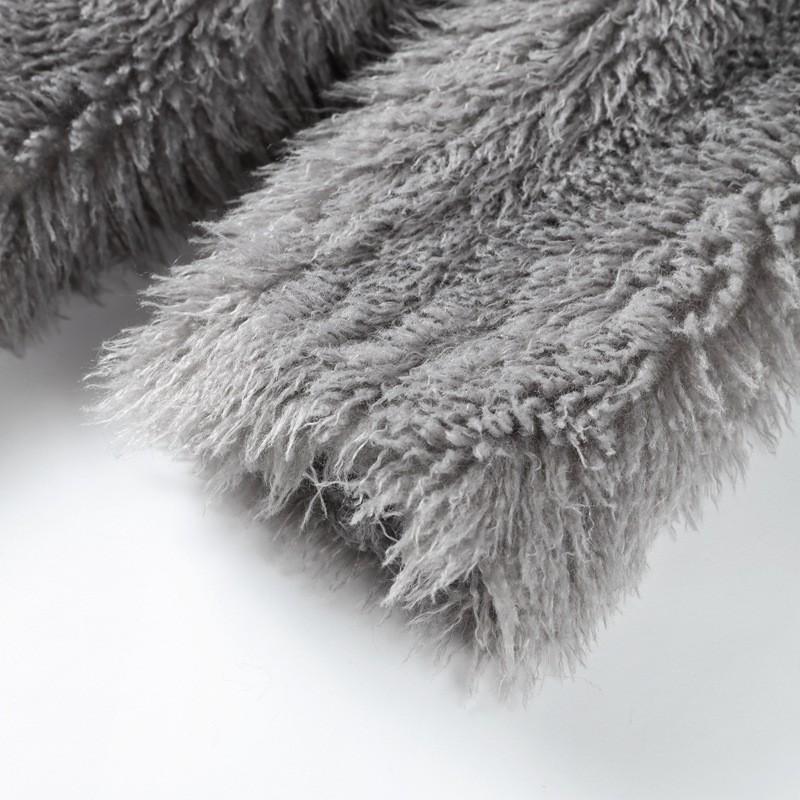 Womens Long Faux Fur Coat With Notched Lapel Warm Oversized Winter Outerwear In Gray Burgundy Coffee Beige