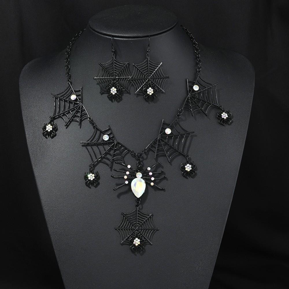 Rhinestone Gothic Spider Necklace Dark Gothic Black Choker Necklace Witch Costume