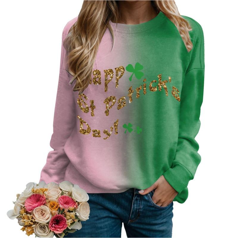 Loose Fit Hoodless Sweatshirt Women'S Y2k Casual Pullovers St Patricks Day Shirt Fall Winter Harajuku Y2k Sweatshirt For Women