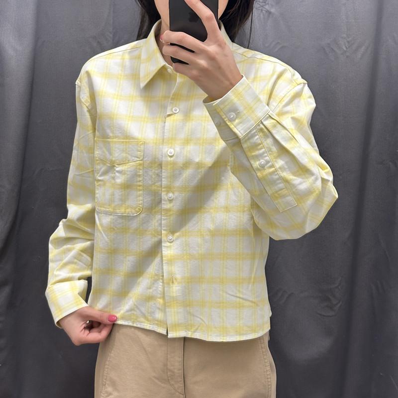 1116 Spring Women's New Oxford Spinning Box Shirt/Plaid Long Sleeve Shirt Plaid Jacket 181919