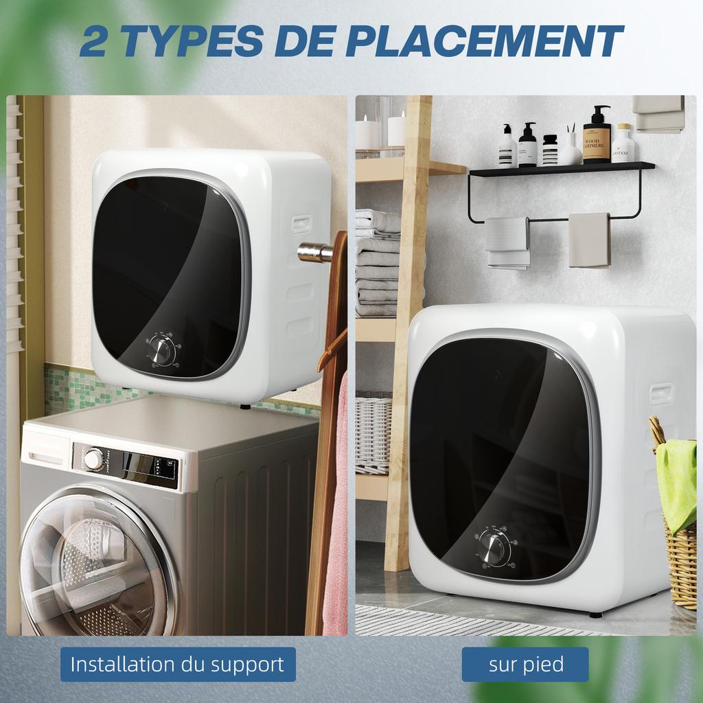 Electric vented tumble dryer 800 W 4 kg with 5 drying modes, stainless steel drum, front loading