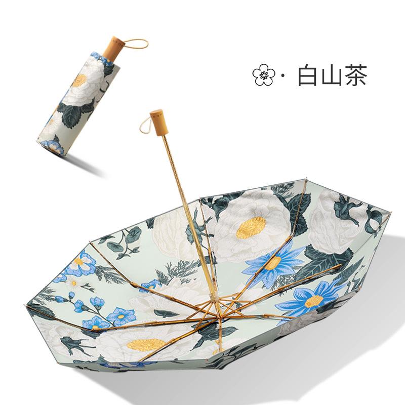 Новый трехсложный ручной восьмиспицевый зонт из виниловой ткани, двухслойный двухсторонний цветной зонт-парасоль, трехсложный зонт от солнца