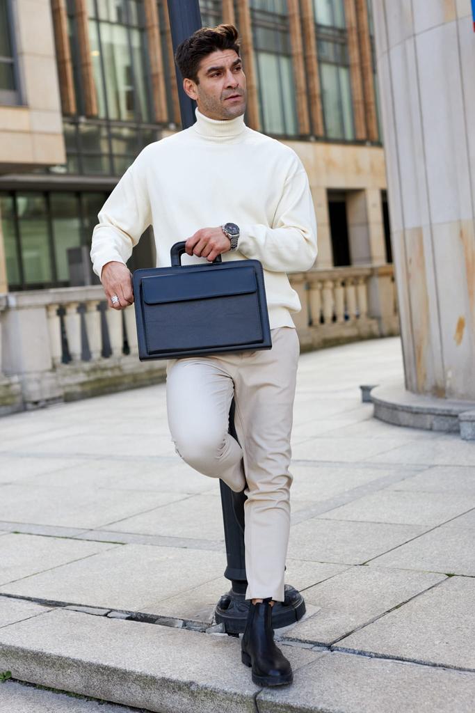 Elegant Men' A4 Briefcase - Stylish Business Briefcase with Handle and Ring