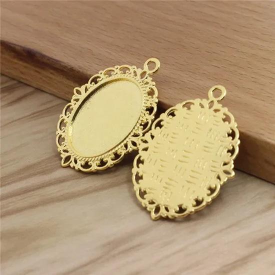 Onebeading Fit 18x25mm Oval Cabochons Frame Bezel Base Setting Blank Tray Necklace Pendant DIY Accessories 10pcs K00596