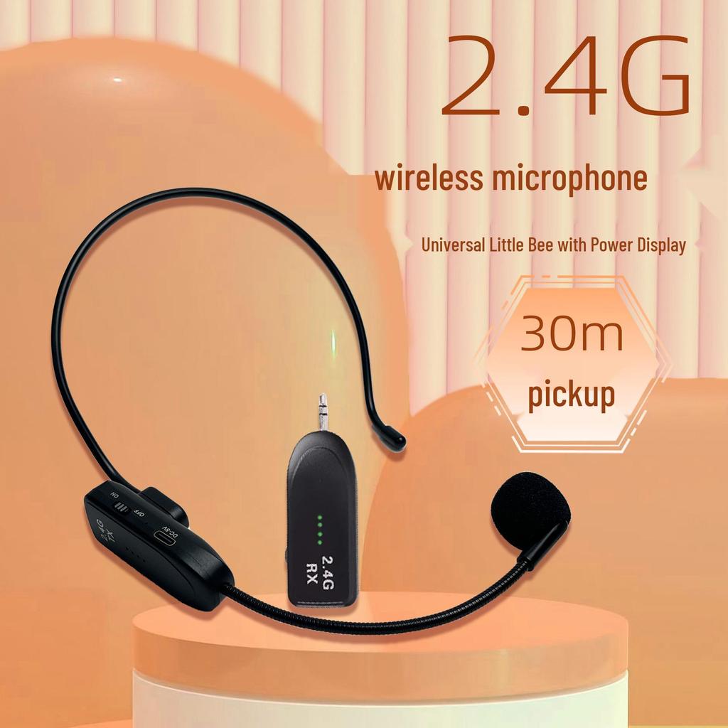 2.4G Wireless Teacher's Microphone Set with Amplifier, Headset, Boom Pole, and Speaker.