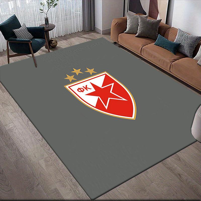 Crvena zvezda2 Flannel Pattern Square Carpet,Area Rug,Carpet Rug for Living Room Bedroom Sofa Playroom Decor,Non-slip Floor Mat