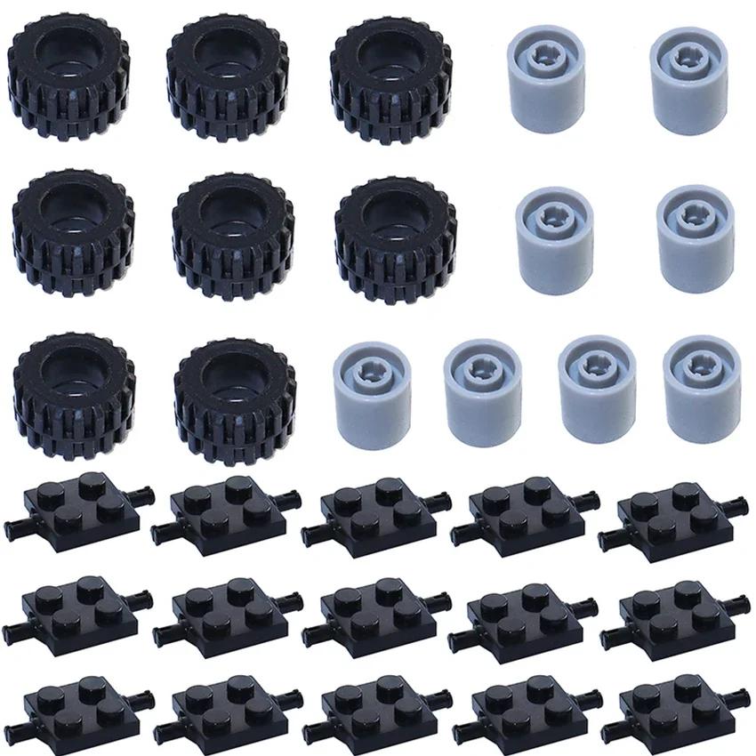 Нетоксичные Строительные Блоки Городские Машинки Moc Наборы Колес Комплект Шины Модели для DIY Держатель Пластины Вала Ось с Штифтом Аксессуары Строительные Игрушки