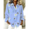 Plus Size Women's Long-sleeved Shirt Daisy Print Shirt Bee Element Mid-length Girl's Shirt