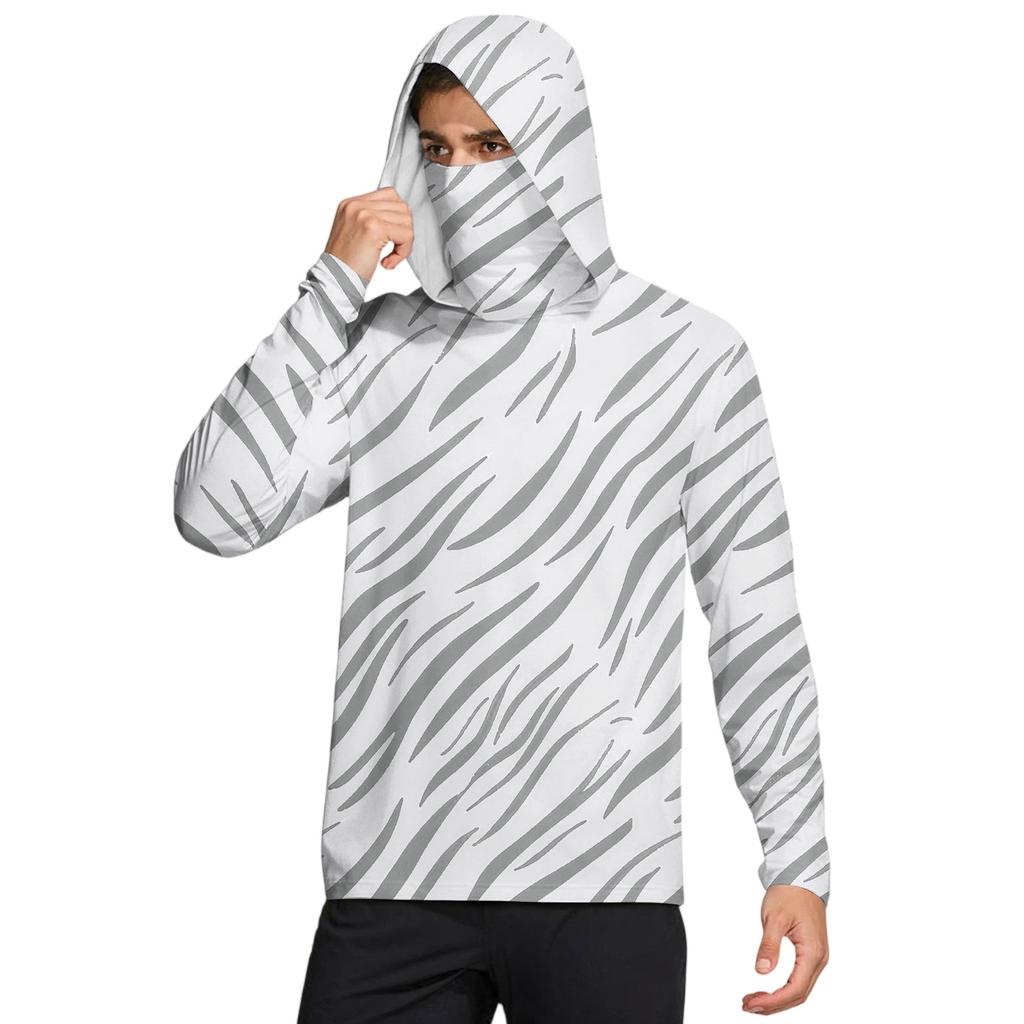 Мужская рубашка с маской Легкая с длинным рукавом Капюшон Для пеших прогулок Рыбалки Для выступлений