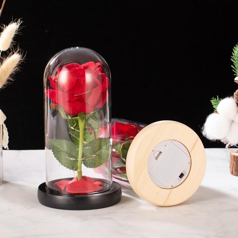 Glass cover eternal rose ornament, dried flower simulation bouquet creative Mother's Day Valentine's Day gift