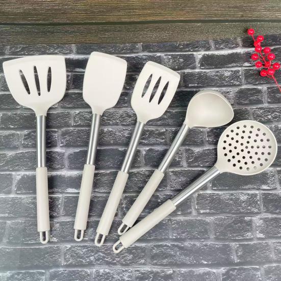 15Pcs Kitchen Utensils Set Food-Grade Silicone Ladle Spoon Whisk Egg Beater with Holder Skimmer Scarper Non-stick