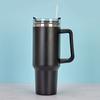 1 Set 1200ml Coffee Cup with Handle 304 Stainless Steel Straw Cup Car Insulated Tumbler