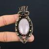 Fancy Rose Quartz Gemstone Pure Copper Wire Wrapped Handmade Jewelry Pendant