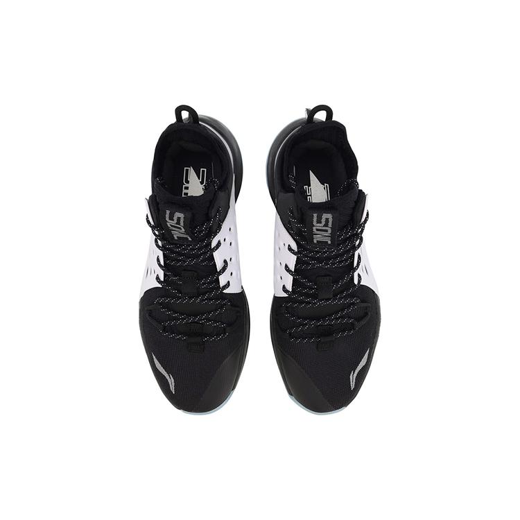 Li Ning SONIC 7 Ткань износостойкая дышащая средняя высота Баскетбольные кроссовки Мужские Черный Белый ABAP019-1