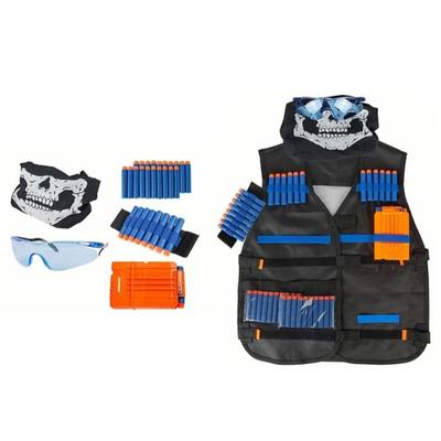 Детский военный жилет, набор для стрельбы, запасные стрелы и обоймы на 6 стрел, защитные очки, маска для лица